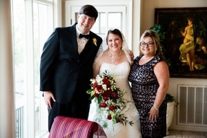 Bride, groom, and their wedding planner (Darcie!)