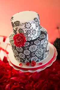 Closeup of wedding cake decoration details